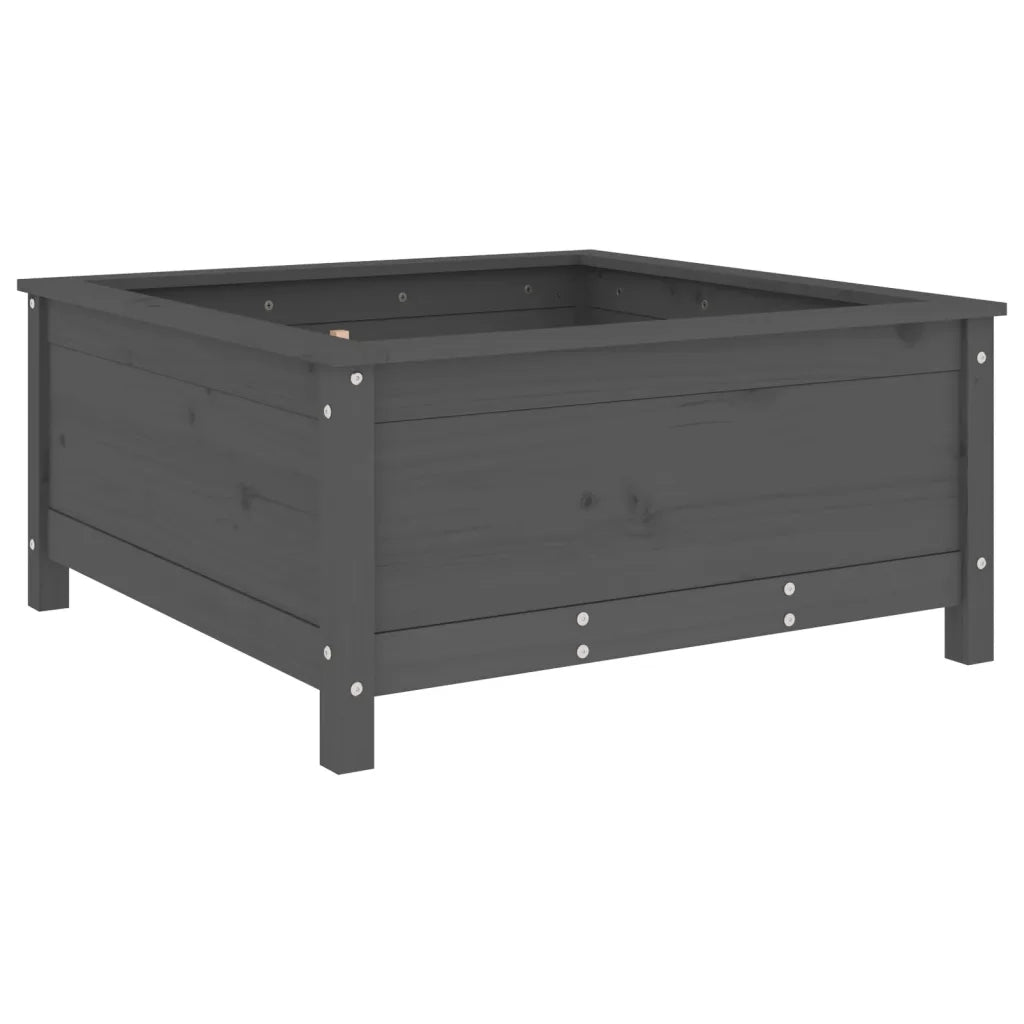 Fioriera da Giardino-Vaso da Esterno-Contenitore per Piante Grigia 82,5x82,5x39cm Legno Massello Pino