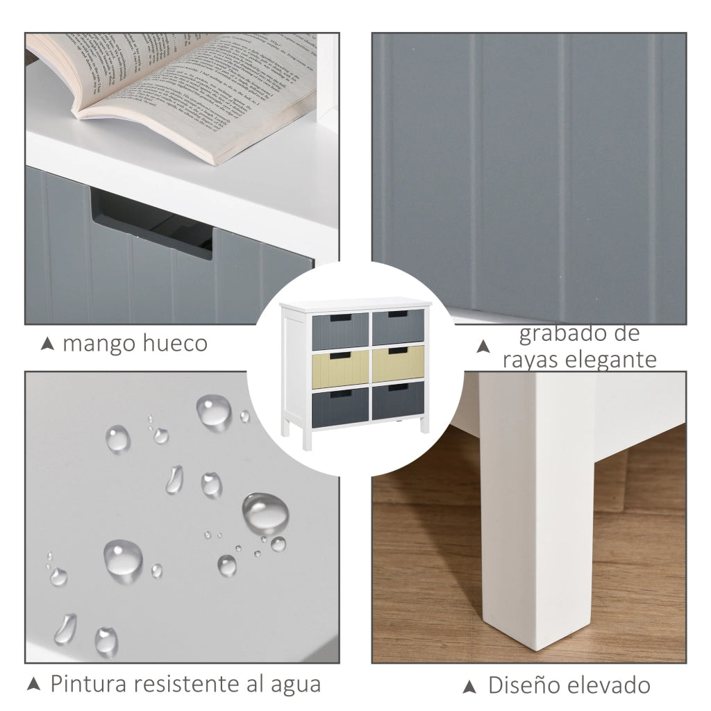 Cassettiera con 6 cassetti in legno ¨C zephmum ¨C multicolore 62x28x58 cm