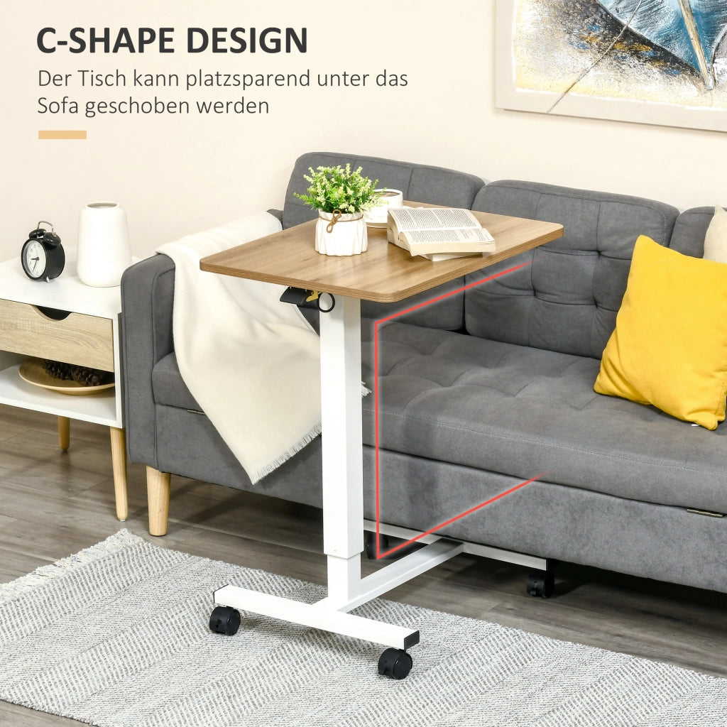 Scrivania lineare regolabile in altezza con ruote in acciaio per ufficio e studio; 65×48×70-110 cm