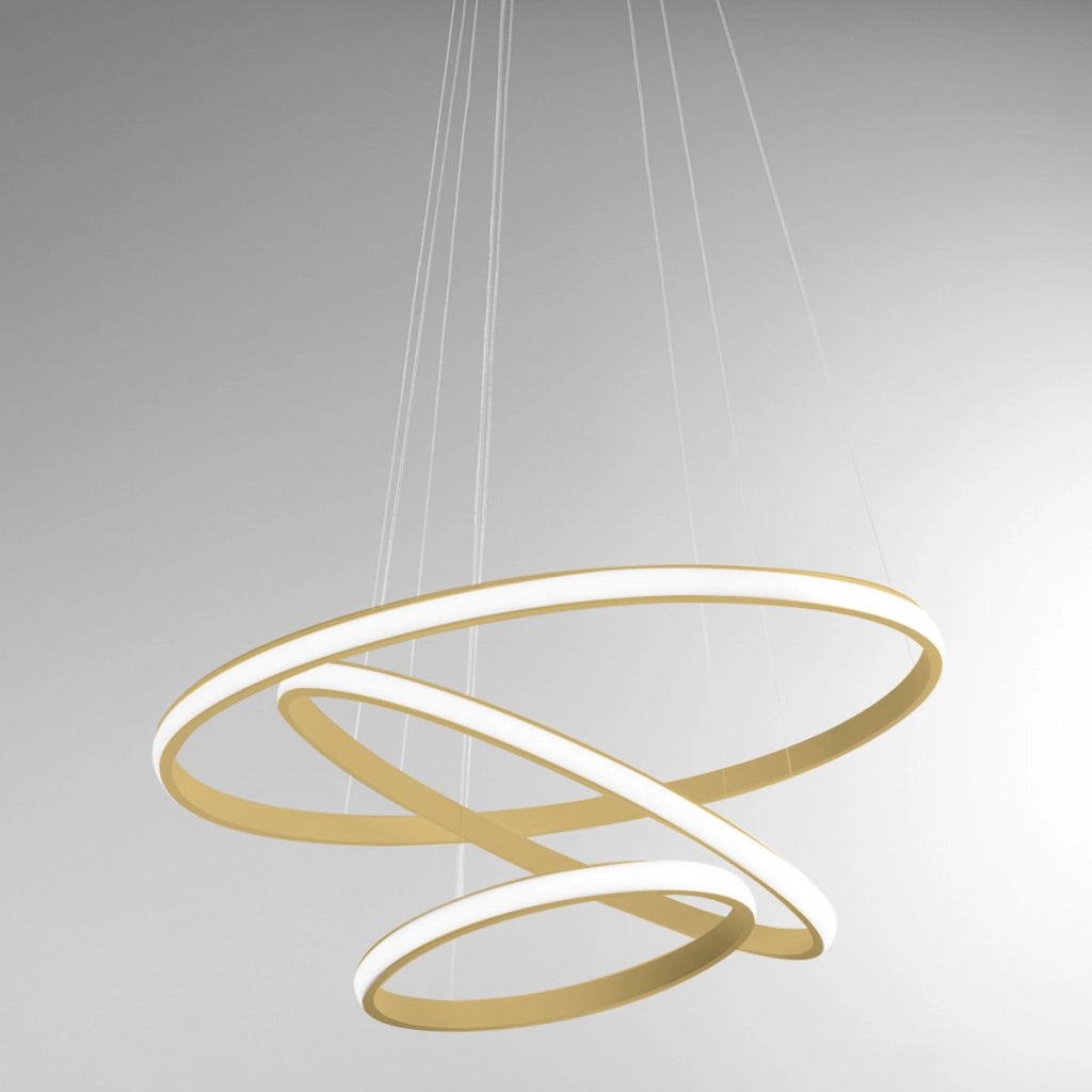 Lampada a sospensione IOLE S/3 - 70W 3600lm 3000K dimmerabile - Alluminio oro spazzolato e silicone bianco opale - Gealuce
