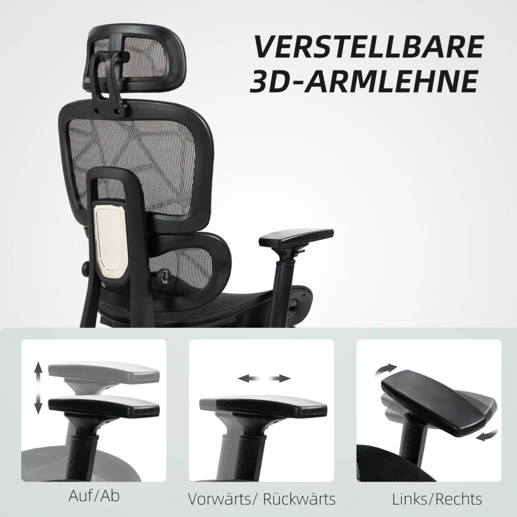 Sedia da Ufficio Ergonomica ¨C Xylo ¨C Rete Traspirante con Braccioli e Poggiatesta Regolabile Nero