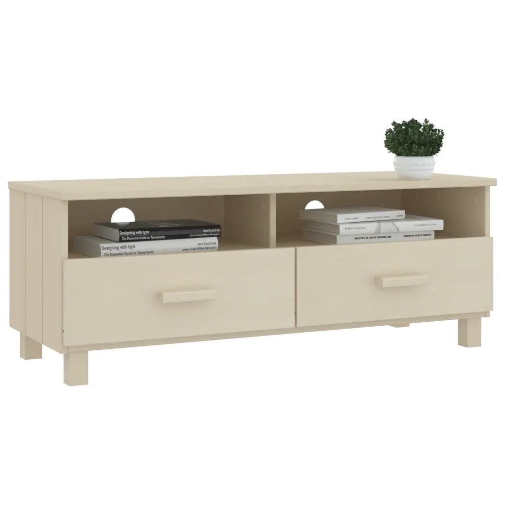 Mobile TV-Credenza TV-Console TV HAMAR ambra 106x40x40 cm in Legno Massello di Pino