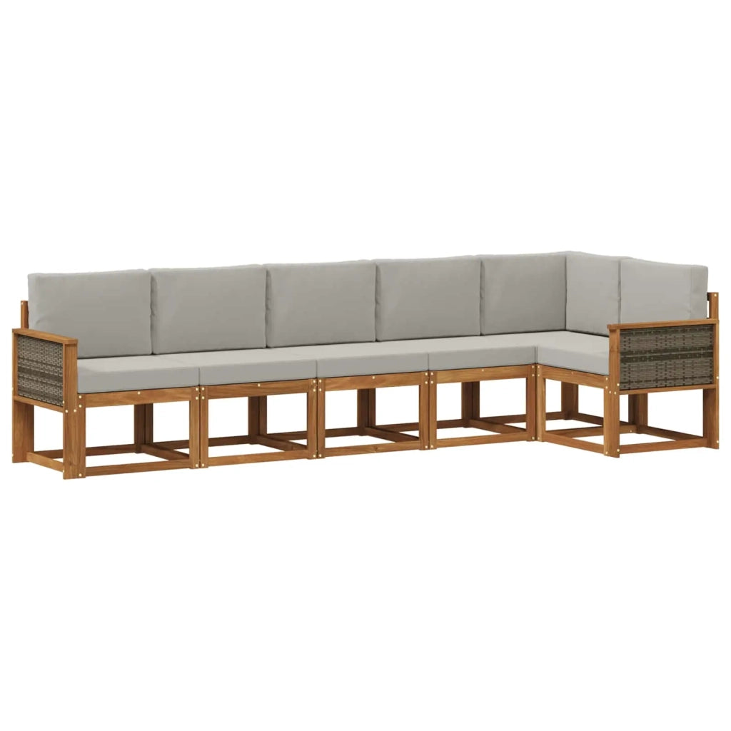 Set di divani da esterno 6 pz Naturale e Grigio Chiaro 3385247