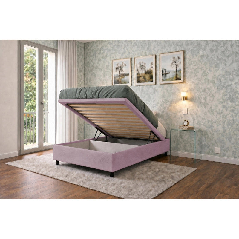Letto imbottito Singolo 80x190 cm BoxMax - Contenitore,Glicine,Microfibra