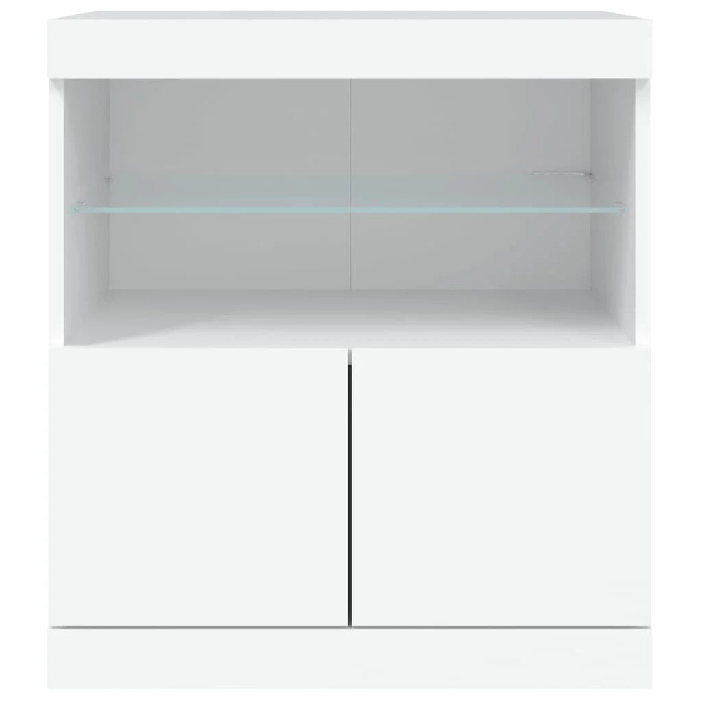 Buffet credenza cassettiera mobiletto mobile contenitore organizer per cucina soggiorno salotto con luci LED 60 x 37 x 67 cm bianco 02_0029857