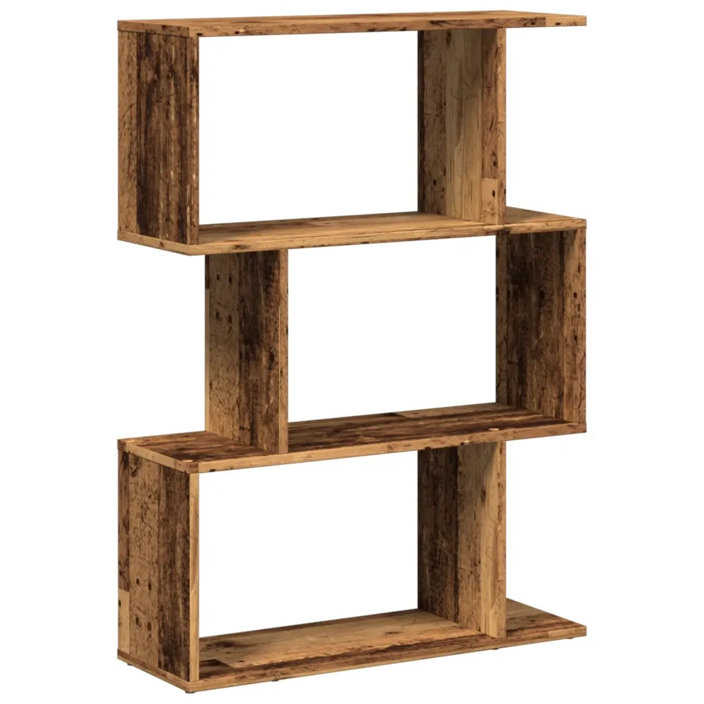 Libreria Divisorio 3 Ripiani-Scaffale per Libri-Mobile di Stoccaggio Legno Antico 70x24x97 cm Truciolato
