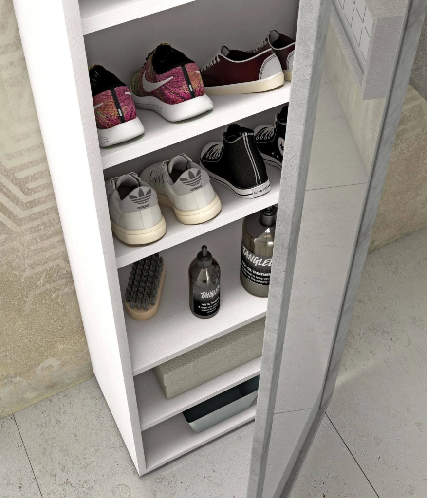 Mobile Portascarpe Asiago, Scarpiera 7 Ripiani Made in Italy, 50x32x182h cm Bianco