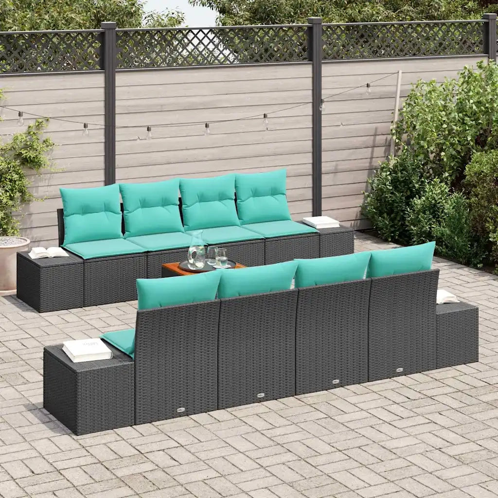 Set Divano da Giardino 9 pz Nero polyrattan 3347935