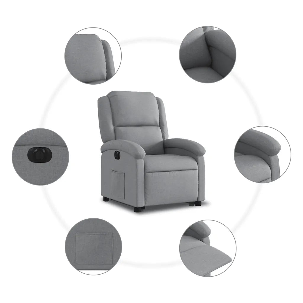 Poltrona Reclinante Alzapersona Elettrica Grigio Chiaro Tessuto 3204188