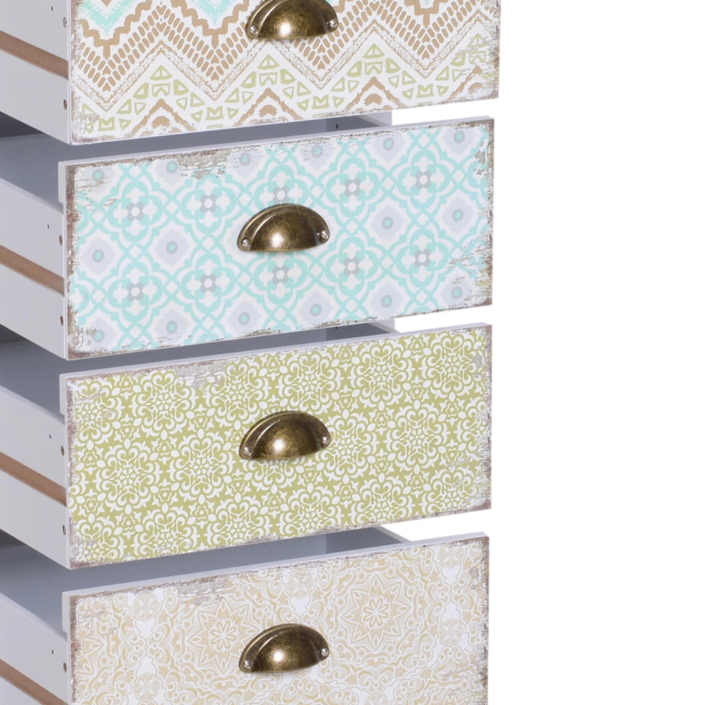 Cassettiera shabby chic a 5 cassetti in MDF multicolore