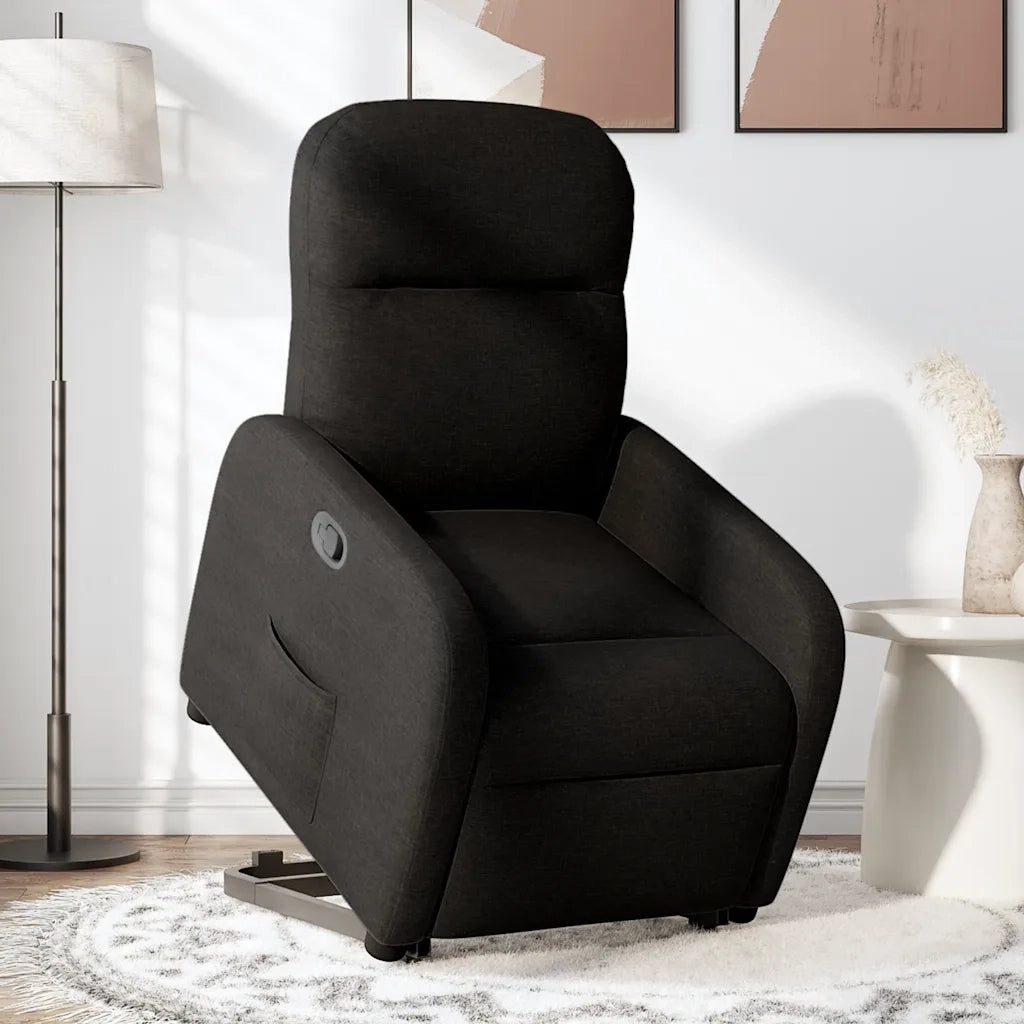 Poltrona Alzapersona Reclinabile Nera in Tessuto 3302974