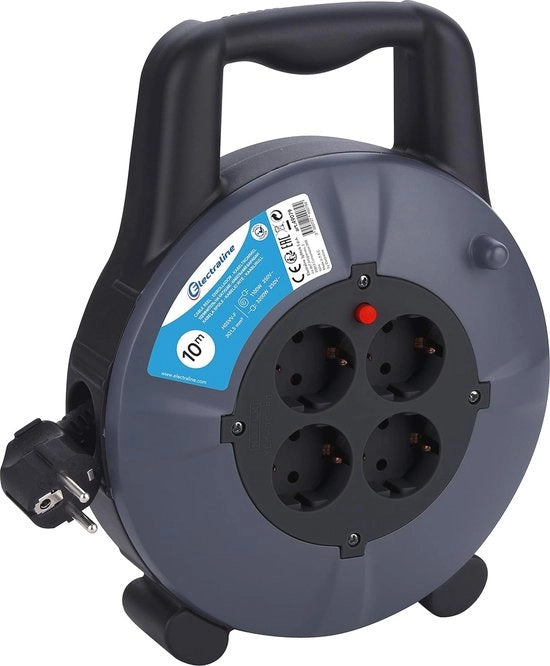 Cavo in rullo da 10M H05VV-F 3G1,5 - 4 prese Schuko - IP20 Indoor