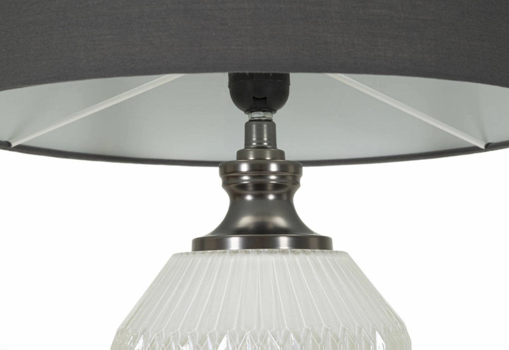 Lampada da tavolo Vidardo, Luce da scrivania , Luminaria da ufficio, Lampada da lavoro, 38x38 h65 cm, Bianco e Grigio