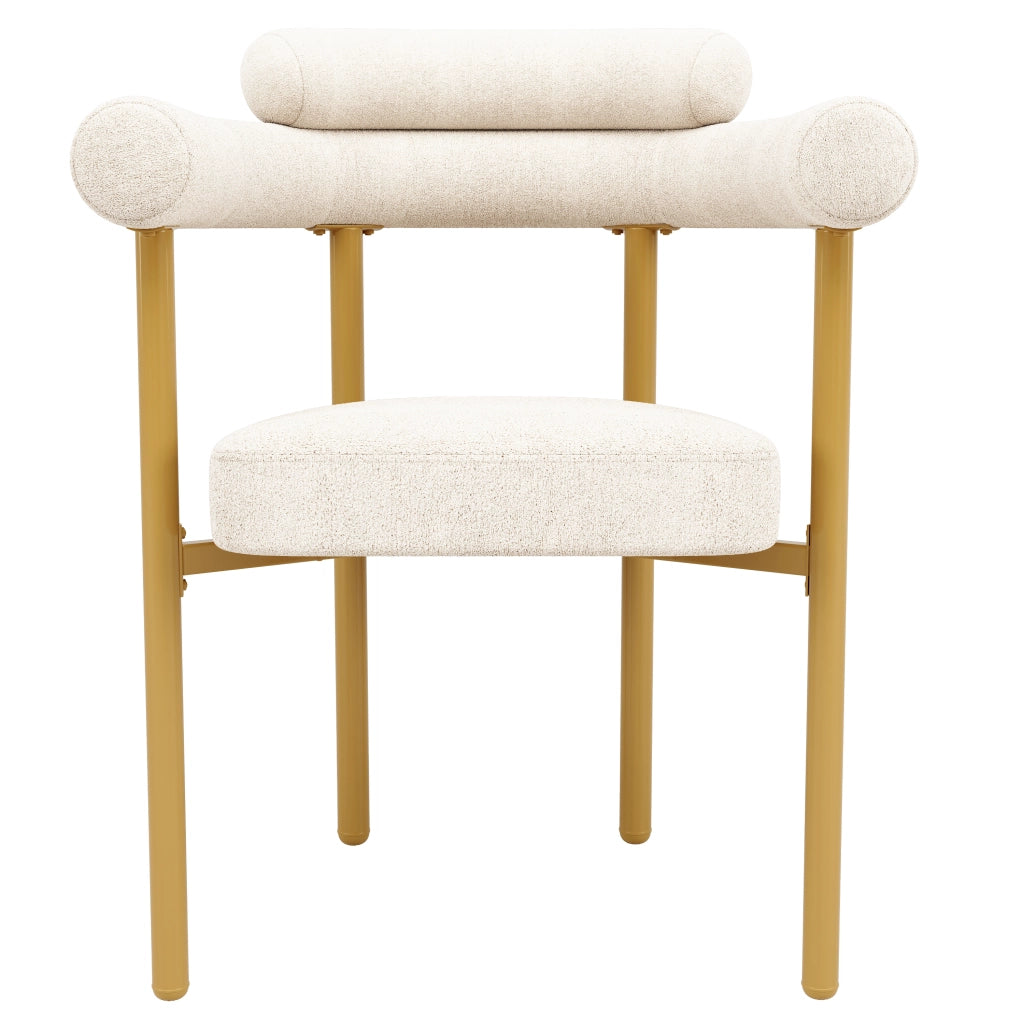 Chaise da pranzo con design ergonomico e seduta ampia imbottita per sala da pranzo soggiorno studio in metallo beige oro