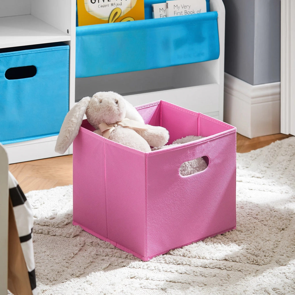 Libreria per bambini Scaffale per bambini con scatole Scaffale per giocattoli Mobili per camerette Bianco 80x30x61cm KMB76-F