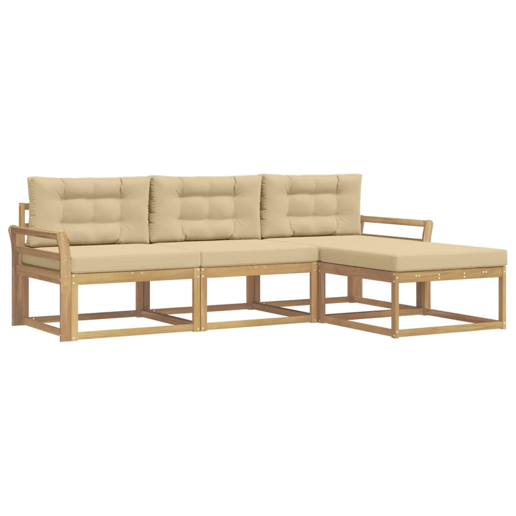 Set di divani da esterno 4 pz Bianco e Beige Poliestere 3386272