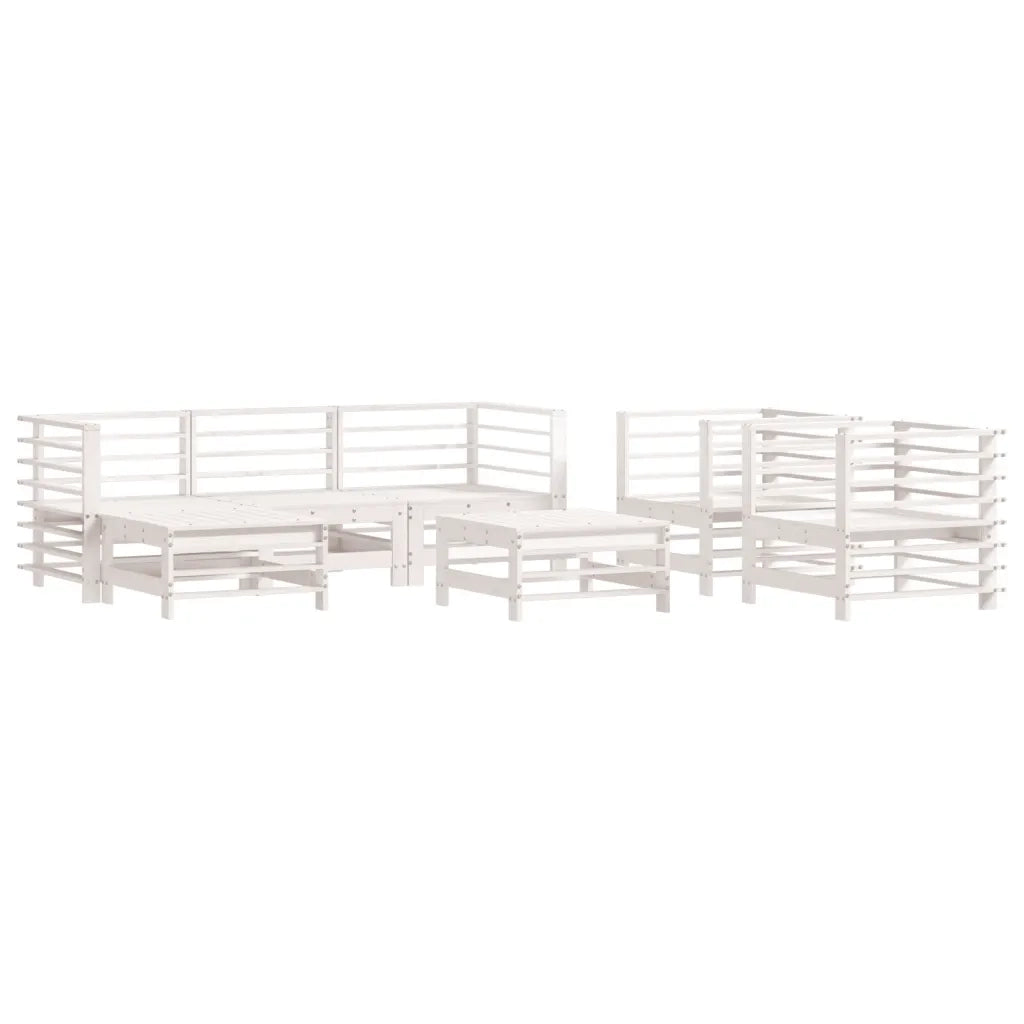 Set Salotto da Giardino 7 pz Bianco in Legno Massello di Pinocod mxl 118175