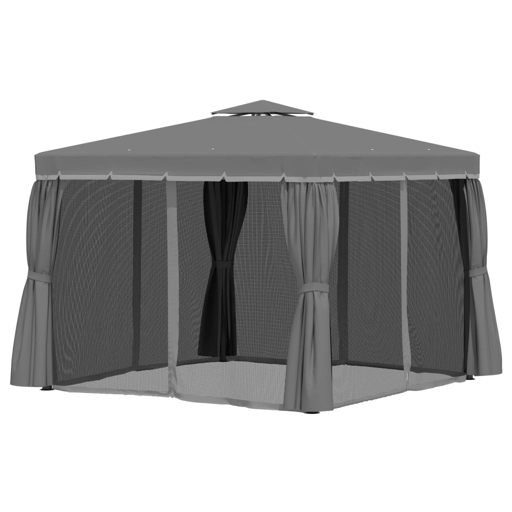 Gazebo da giardino 2.96x2.96 m ¨C zephmum ¨C alluminio poliestere grigio scuro