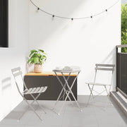 Set Bistro Pieghevole 3 Pezzi Beige in Acciaio di