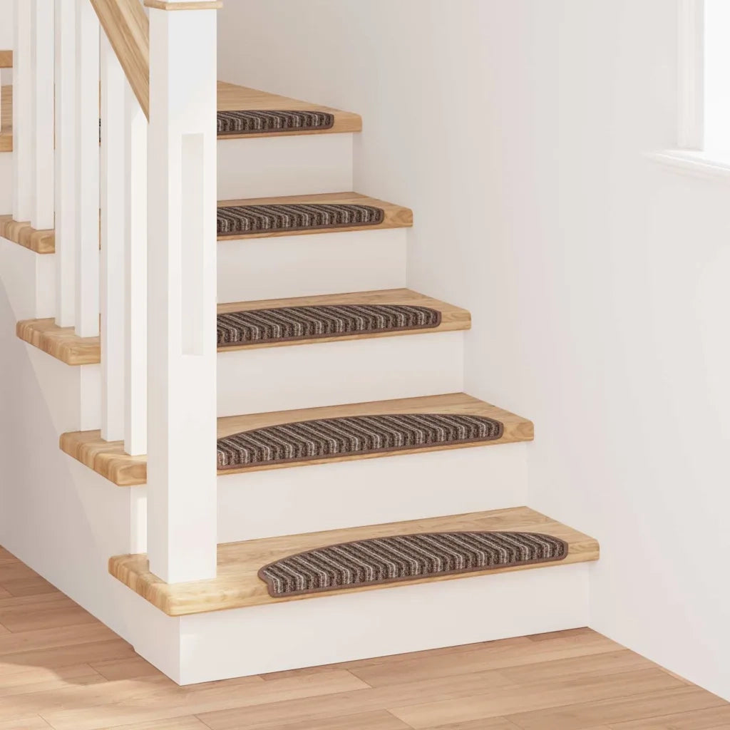 Tappetini per scale autoadesivi 15 pcs Marrone 65 x 21 x 4 cm