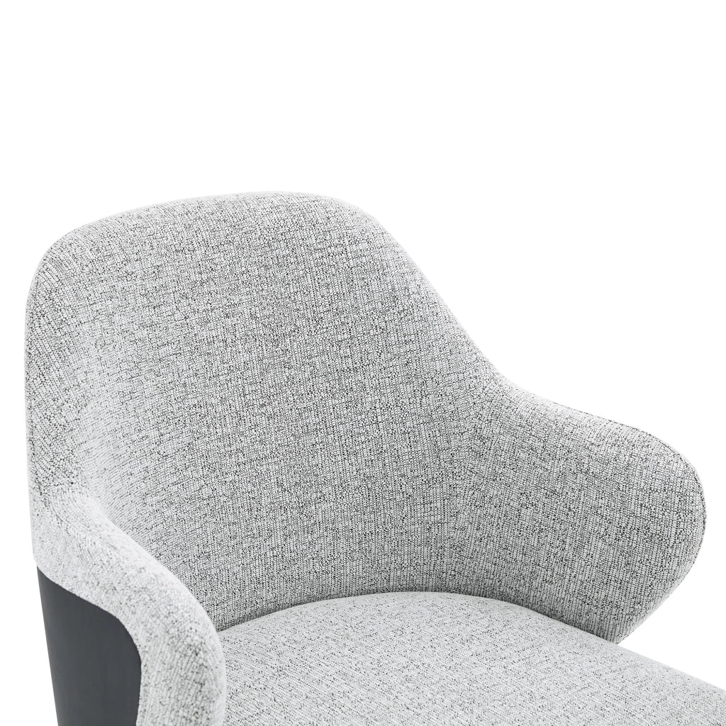 Set 2 sedie da pranzo in tessuto grigio e PU nero con gambe in metallo, altezza 83 cm