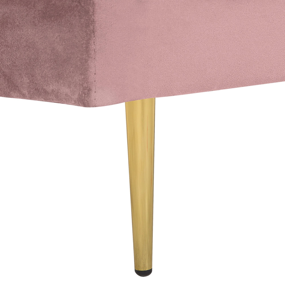 Chaise longue Velluto Rosa Imbottito versione sinistra Orientamento Gambe In Metallo Rafforzamento Cuscino Design Moderno