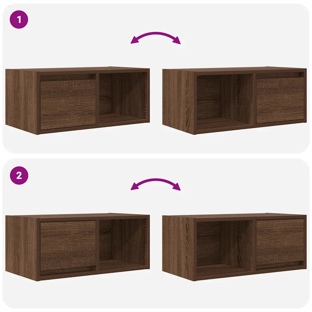 Mobili TV 2 pz Rovere Marrone 60x31x25,5 cm Legno Multistrato