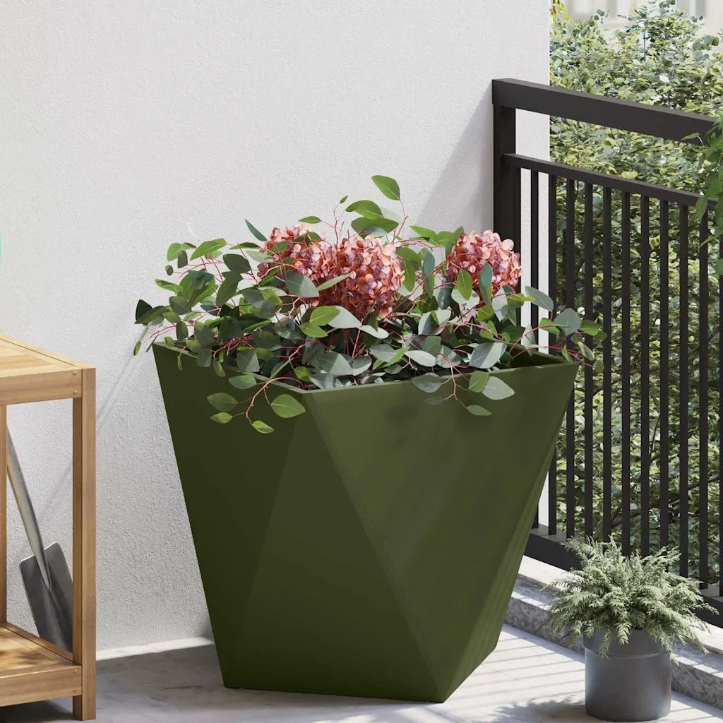 Fioriera | Cassetta per fiori | Vaso Verde oliva 50 x 50 x 50 cm Acciaio