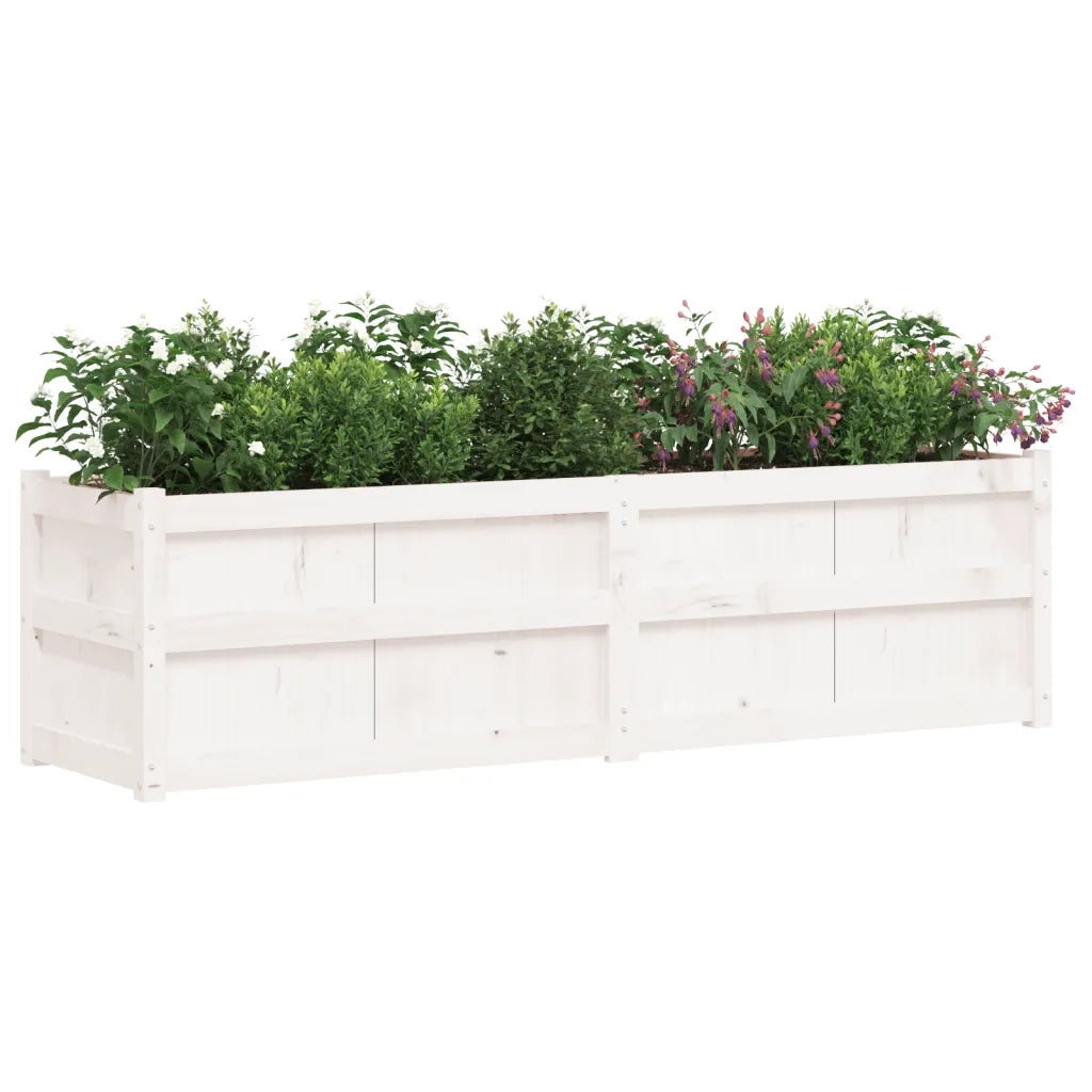 Fioriera da Giardino Bianca 180x50x50 cm Legno Massello di Pino 837505