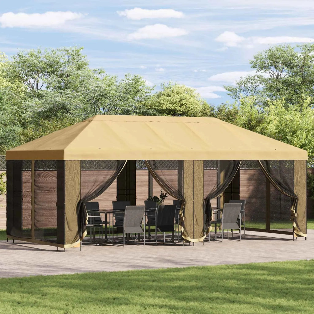 Gazebo da giardino 6 x 3 m Crema Poliestere e Acciaio 190 3376008