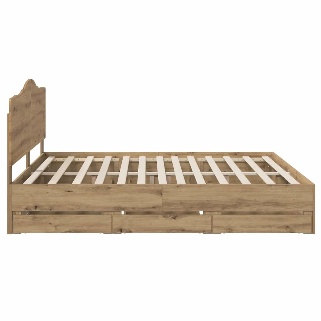 Bed Frame with Storage and Headboard Artisan Oak 180 x 200 cm 3445839