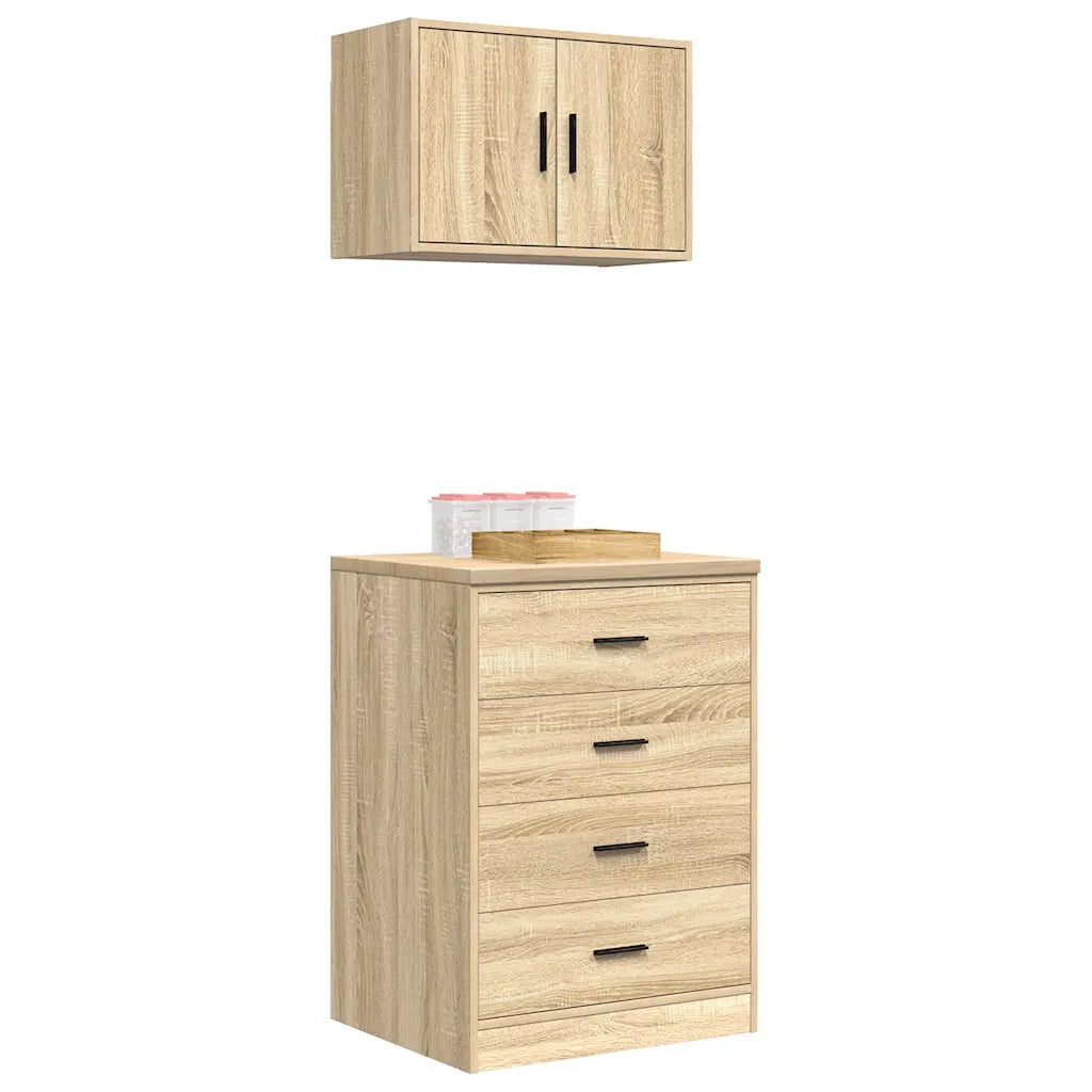 Armadi da Garage 2 pz Rovere Sonoma in Legno Multistrato