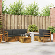 Set divani 6 pcs Naturale e Antracite Legno di Acacia Massello 3374352
