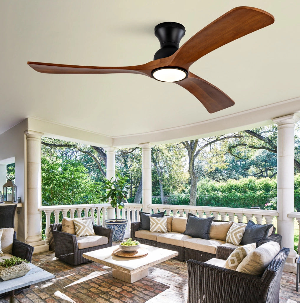 Ventilatore da soffitto 52 pollici con LED, telecomando e pale in noce scuro