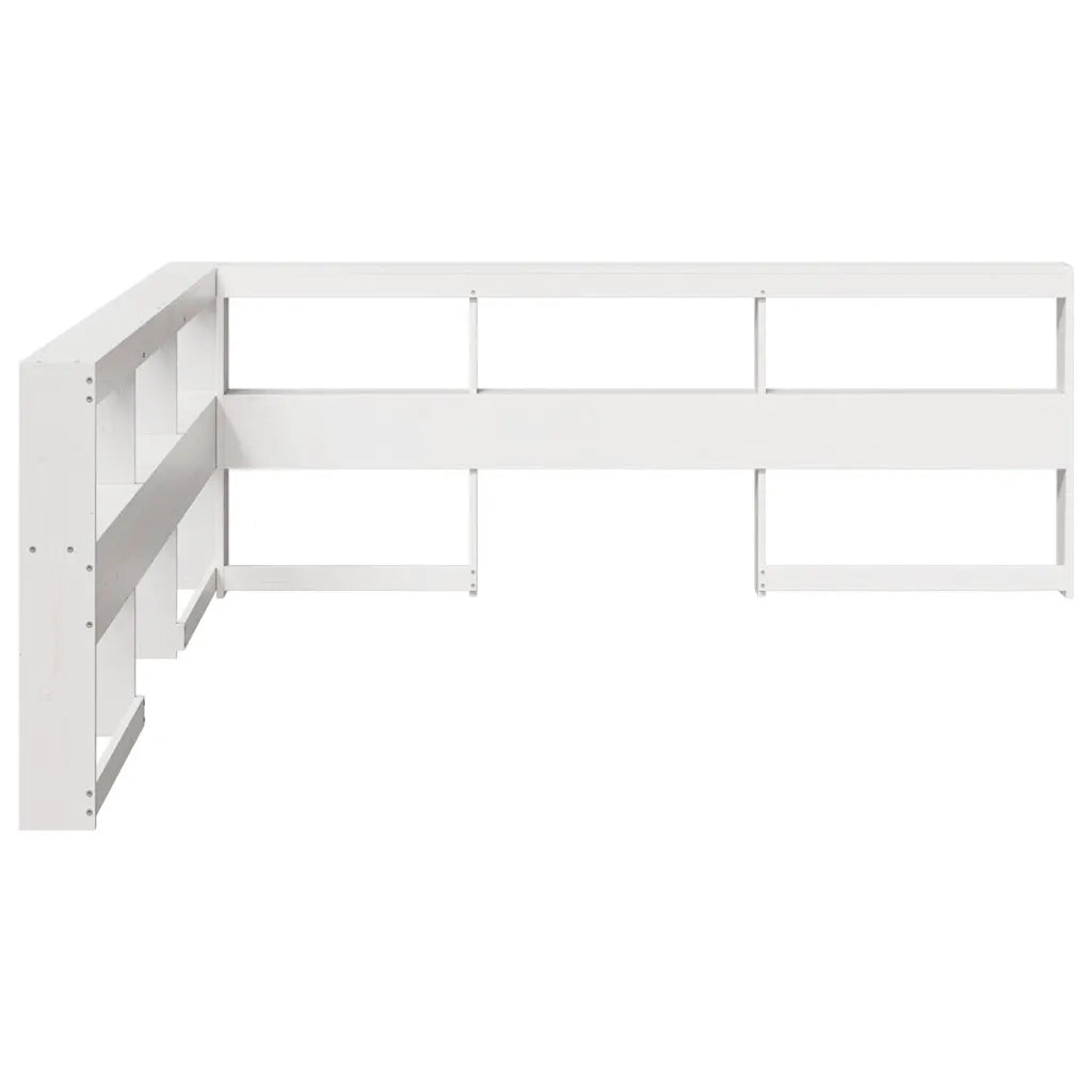 Testiera libreria a L-Testata contenitore Bianca 200 cm in Legno Massello di Pino