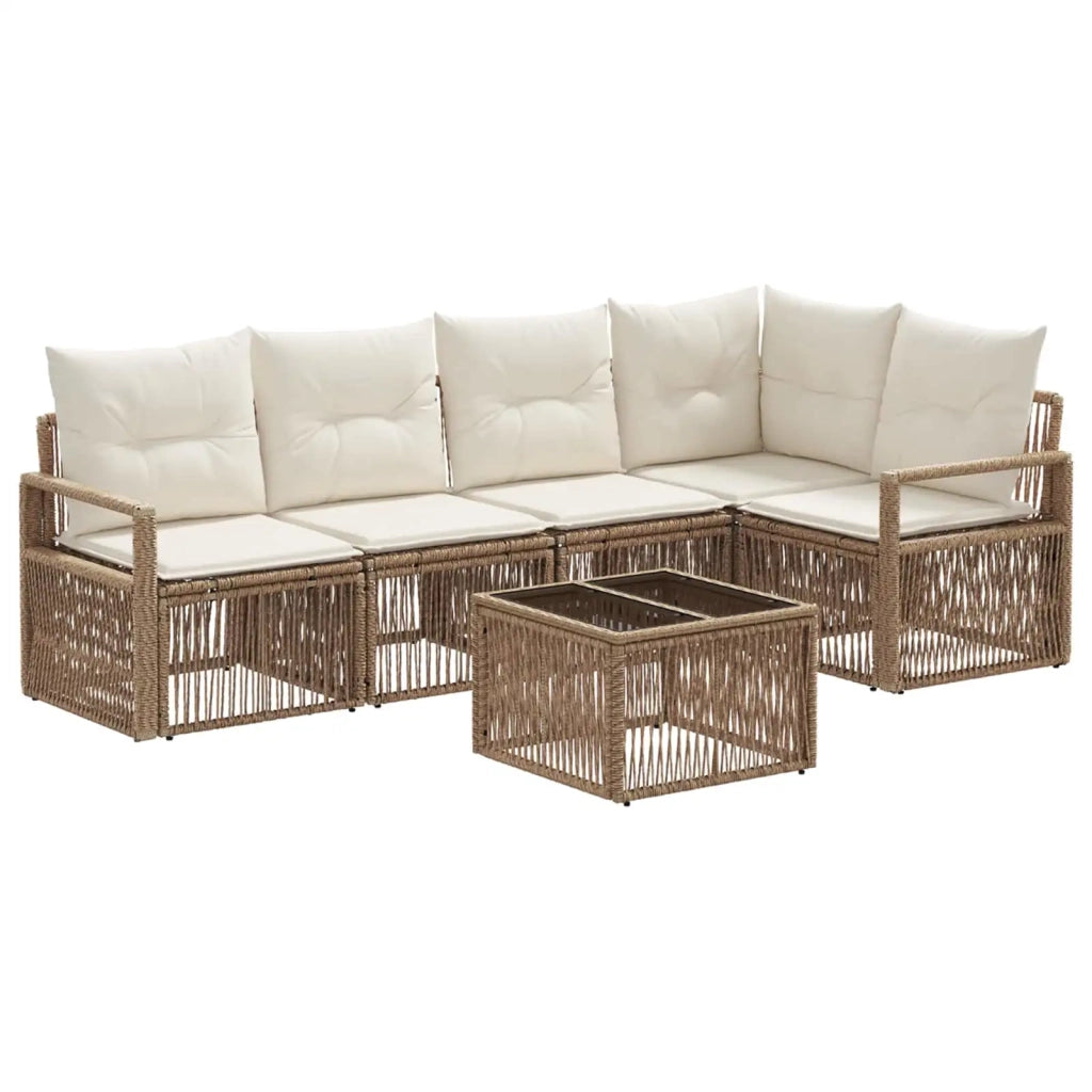 Set Divano da Giardino 6 pcs Beige polyrattan