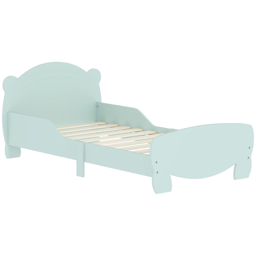 Struttura Letto Singolo per Bambini Orso 143,5x80x55 cm con Sponde Laterali in Legno Verde