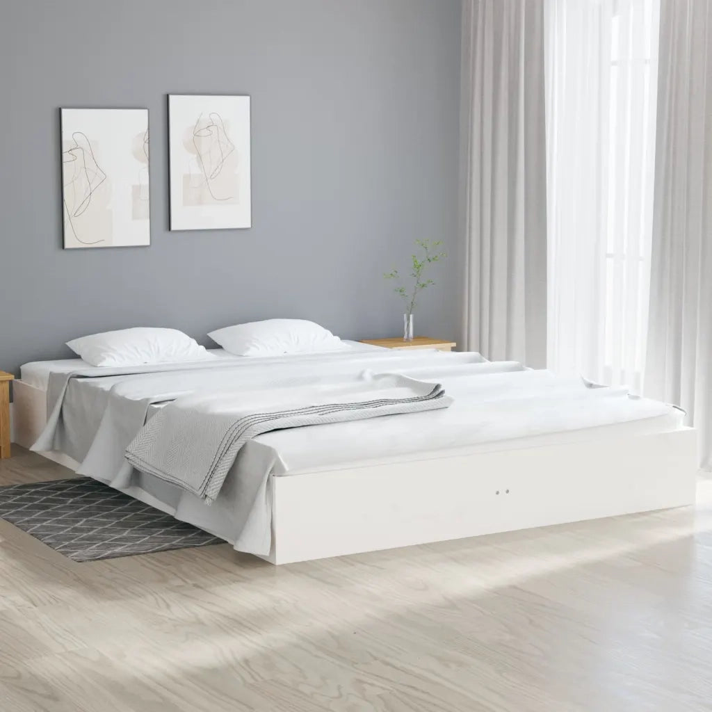 Giroletto-Struttura Letto Bianco in Legno Massello 140x200 cm 413462