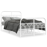Letto matrimoniale | Letto per adulti | Giroletto con Testiera e Pediera Metallo Bianco 120x200 cm