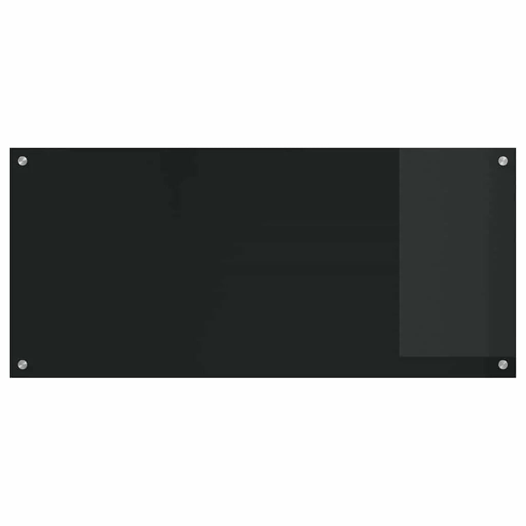 Set di 2 paraschizzi moderni per cucina neri 110 x 50 cm resistenti al calore design elegante realizzati in vetro temperato nero 02_0056266