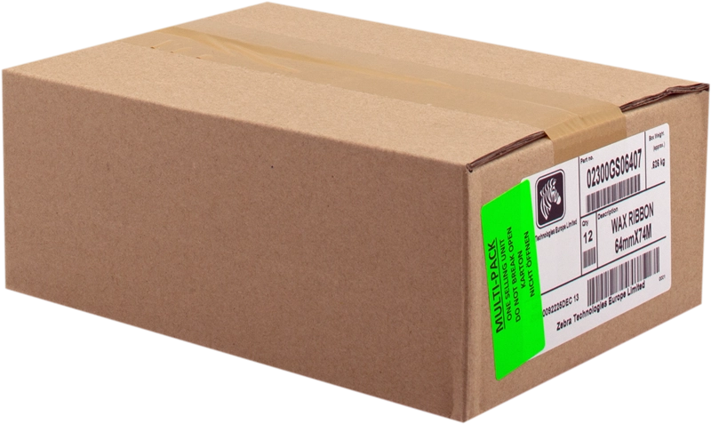 ORIGINAL Zebra nastro a trasferimento termico nero 02300GS06407 2300 WAX 12 Rotoli, cera, 64 mm x 74 m, nucleo: 12,7 mm