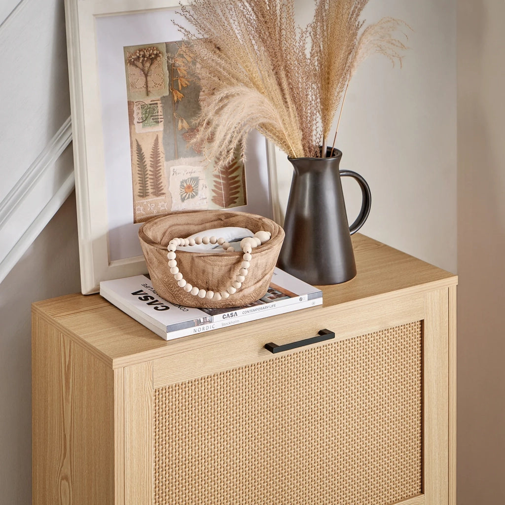 Scarpiera Da Ingresso Con 3 Ante E 6 Ripiani Naturale 60x23.8x127cm FSR155-N