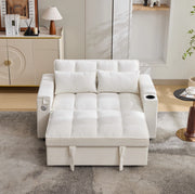 Divano letto con schienale regolabile; USB e Type-C in tessuto beige
