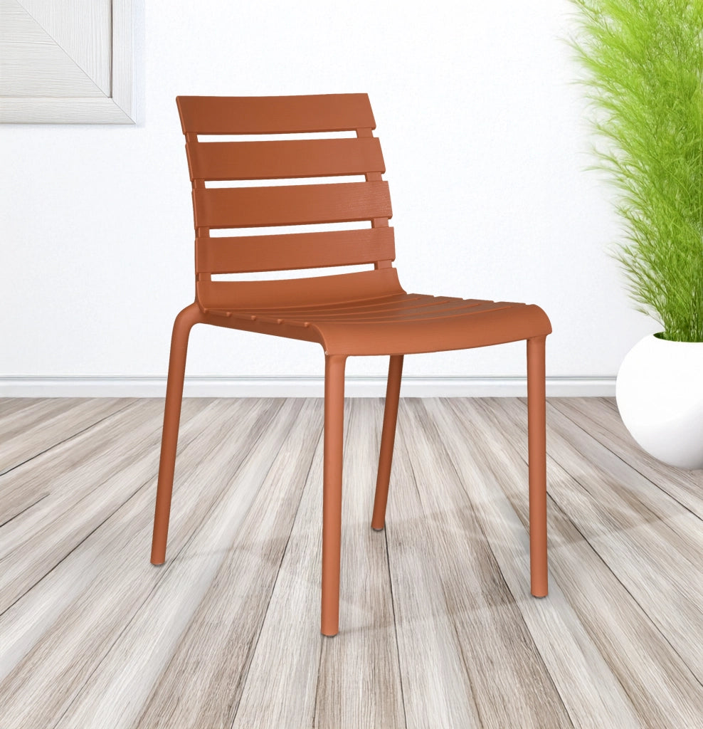 Set 4 Sedie In Polipropilene e Fibra Di Vetro Sedia Cucina Trattamento Uv Antiscolorimento Giardino Interno Esterno Moderne Robuste Resistenti Seduta Terrazzo Soggiorno Bar Ristorante Impilabili Nina-Arancio