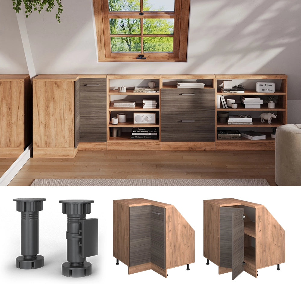 Mobile sottotetto Mobile angolare Rion Grigio nobile/Rovere dorato 75.6 x 83.8 cm con 1 porta Vicco