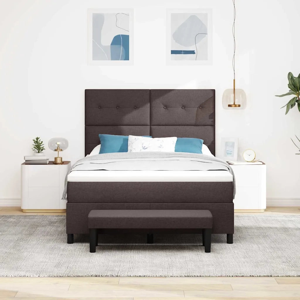 Letto a molle con materasso Marrone Scuro 140 x 190 cm Tessuto