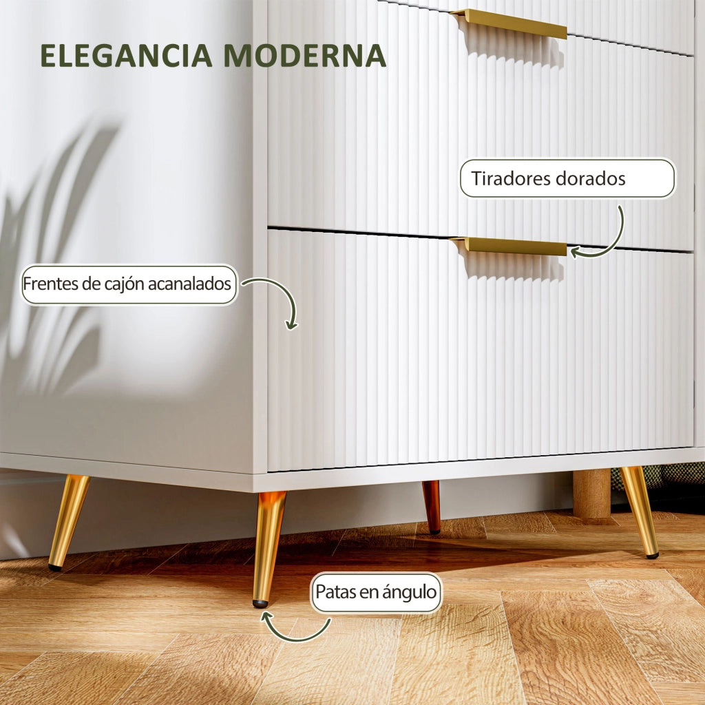 Cassettiera Moderna con 4 Cassetti ¨C zephmum ¨C Bianco 60x40x90 cm