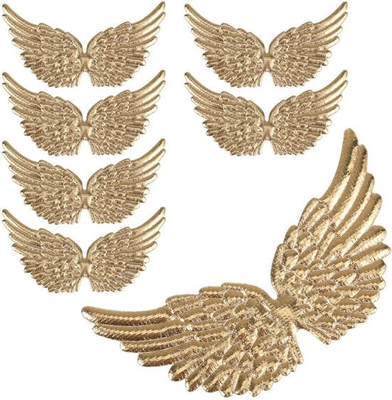 Decorative Wings 36 Pieces - Golden Decorative Wings - DIY Craft Accessories - For Clothing/Bags/Xmas Decoration - Dimensions 12 x 7,1 cm