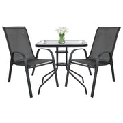 Set Bistro Island con Tavolo Quadrato e 2 Sedie Sofia in Metallo e Textilene