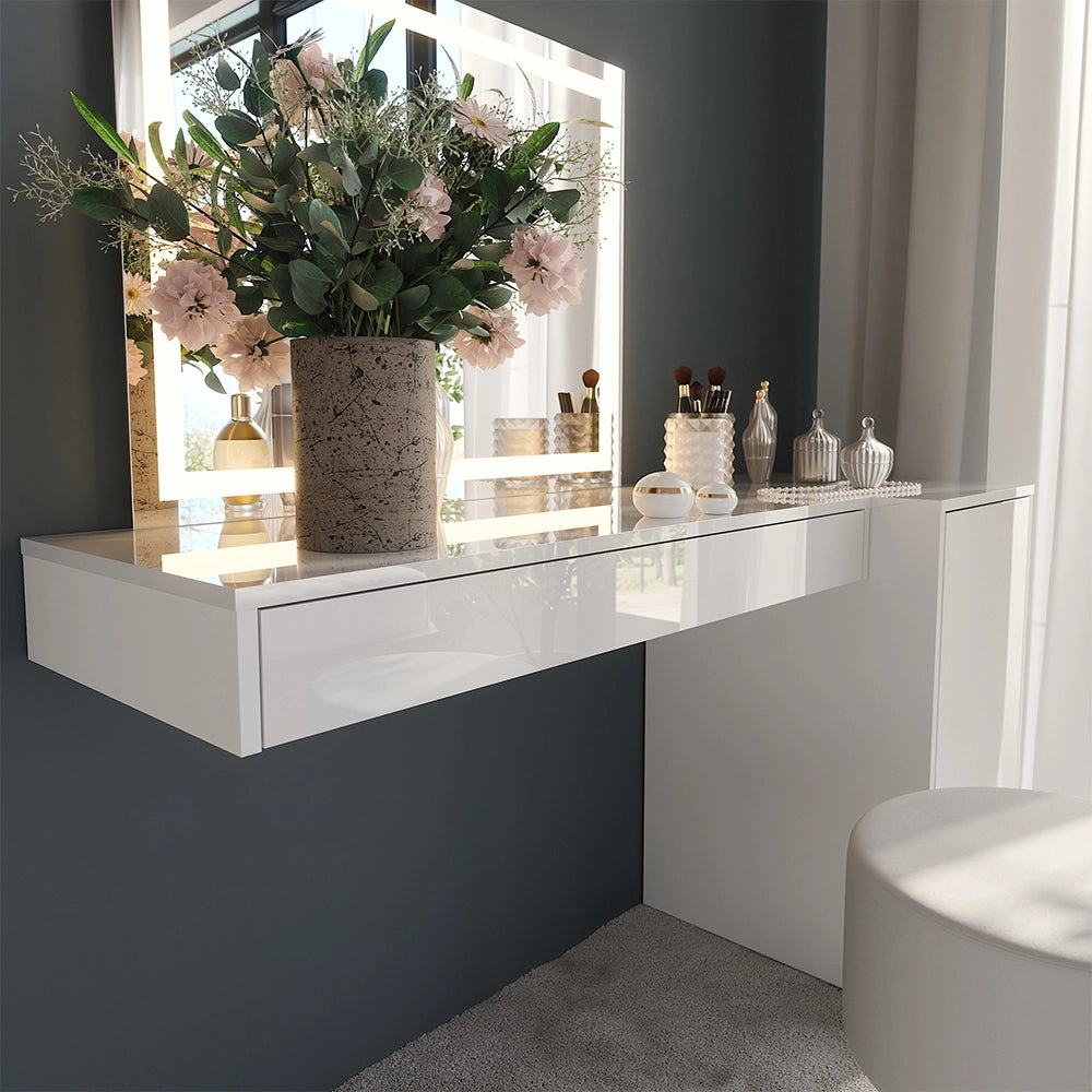 Vicco Tavolo da toeletta Bianco 100 cm 4 parti